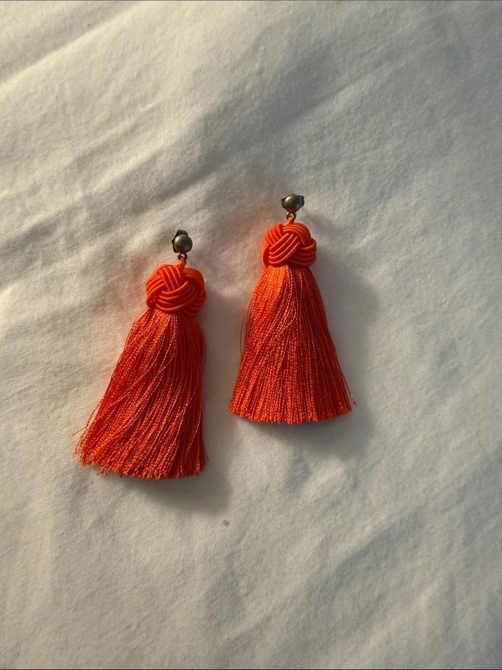 HART Hagerty Handmade Topknot Orange Tassel Drop Earrings